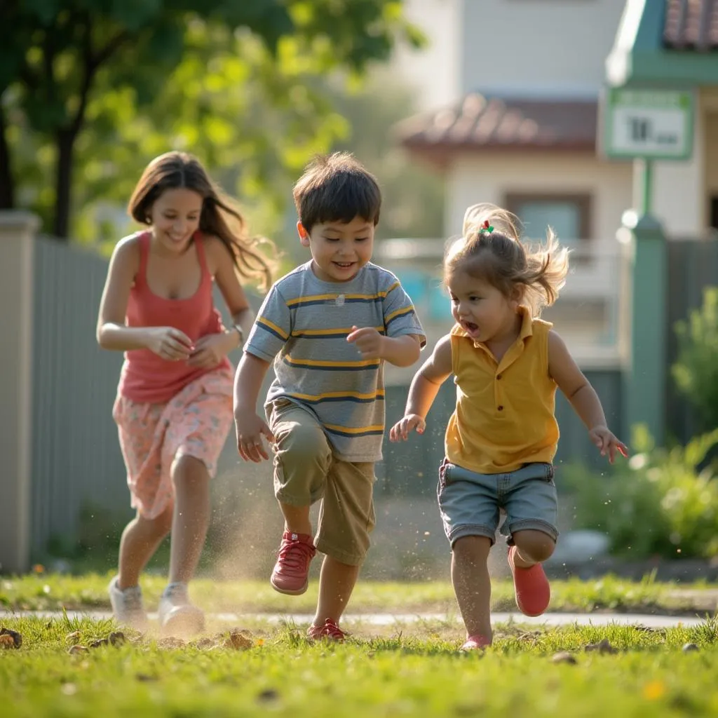 Niños jugando en parque seguro