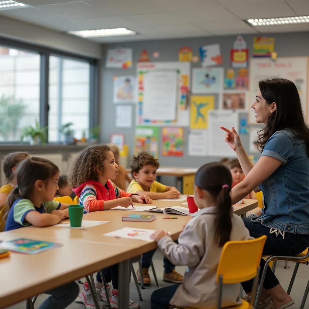Niños en aula española